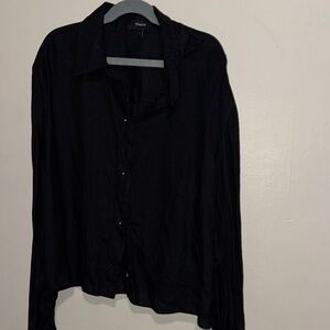 Theory | black button down blouse with silver button size L - NWOT, worn once